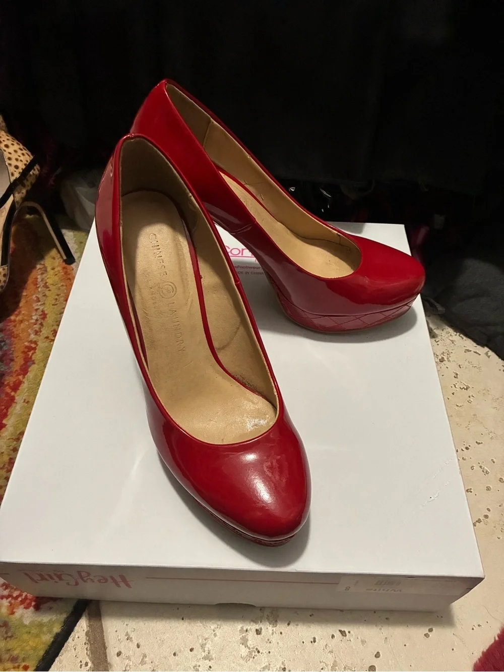 Chinese Laundry Red Patent Platform Stilettos